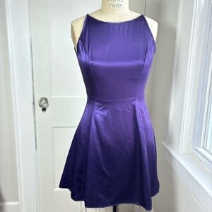 90s VTG Jessica McClintock Gunne Sax Purple Satin Dress, Size XS